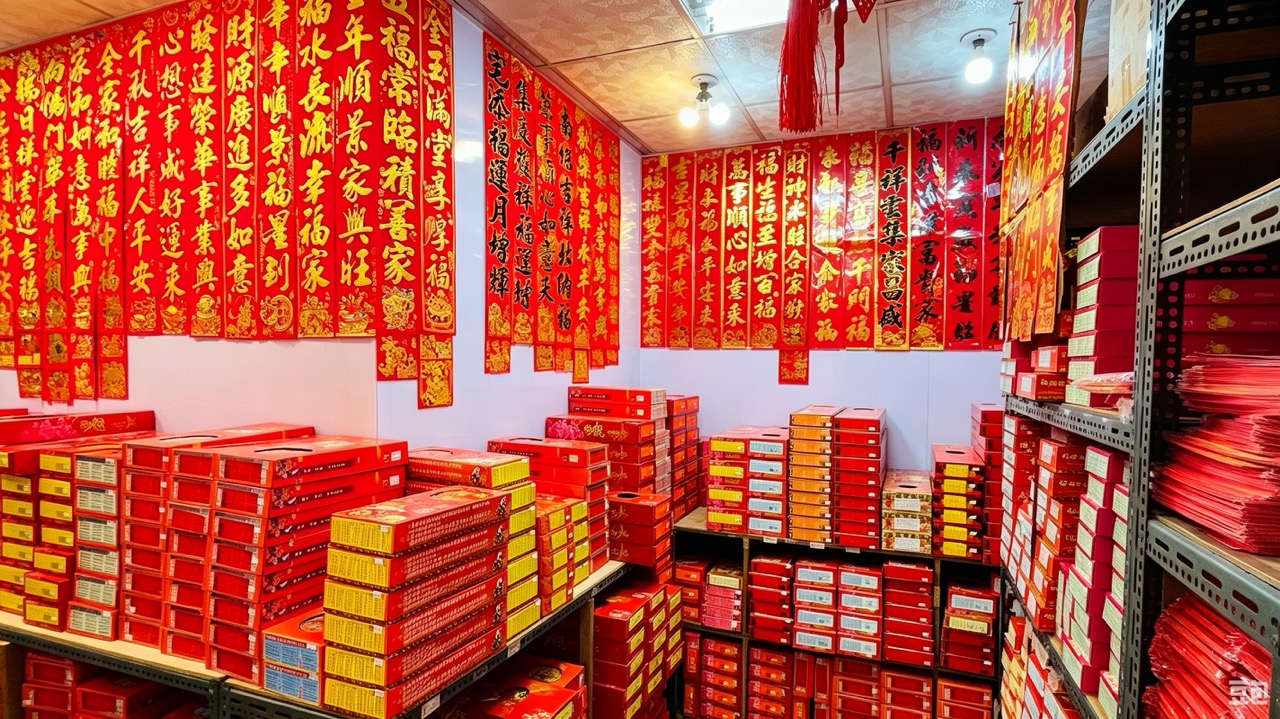 店內春聯與庫存展示